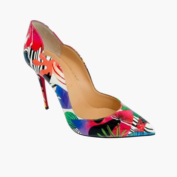 Christian Louboutin Hot Chick 100 Printed Patent Sapeur Pumps Heels Size 37 US 7 - Picture 10 of 14